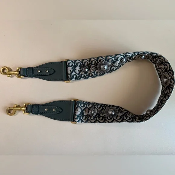 Dior Oblique Studded Shoulder Strap in Forest Green